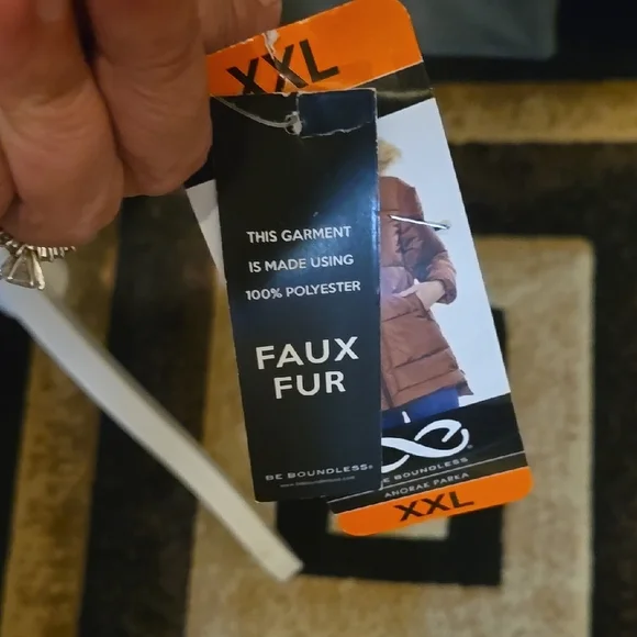 NWT Warm Orange Puffer Jacket with Fur Hood - Picture 5 of 5